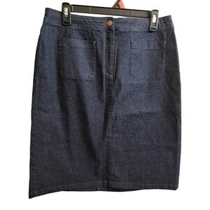 Eileen Fisher Denim Straight Skirt Women S Chambray Knee Length  Pockets  NWT